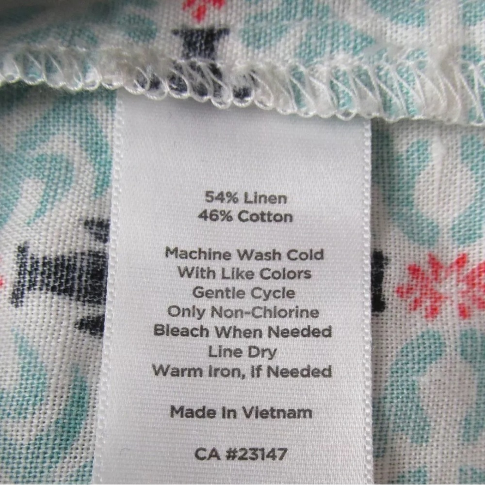 Talbots Linen Sleeveless V-neck Medallion Patterned Classic Shift Dress Size 6 - Picture 10 of 10